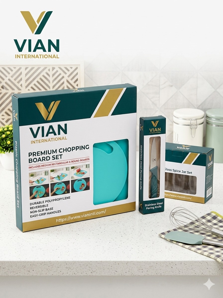 Trio Chopping Board + Lighter + Knife Set