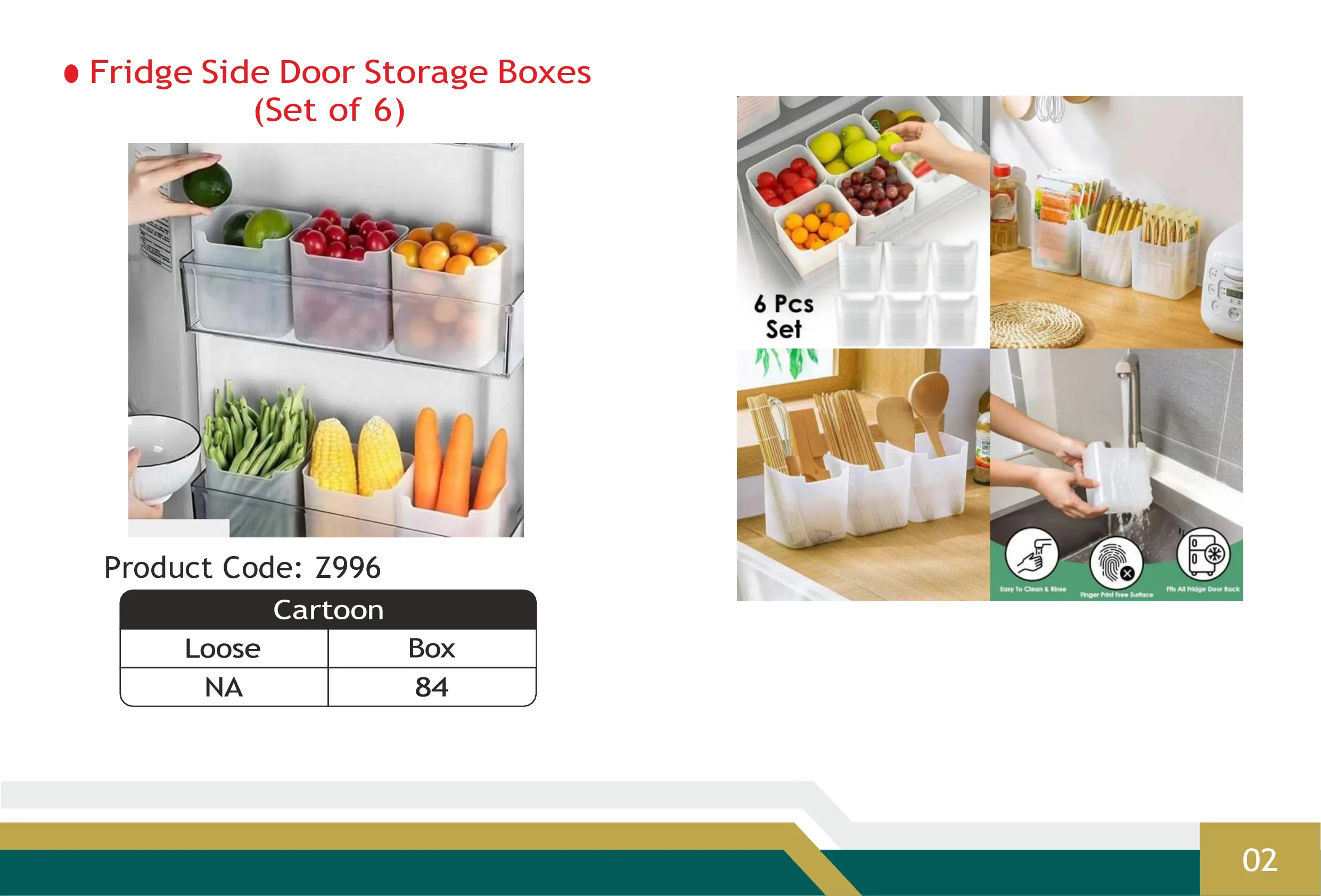 Fridge Side Door Storage Boxes (Set of 6)