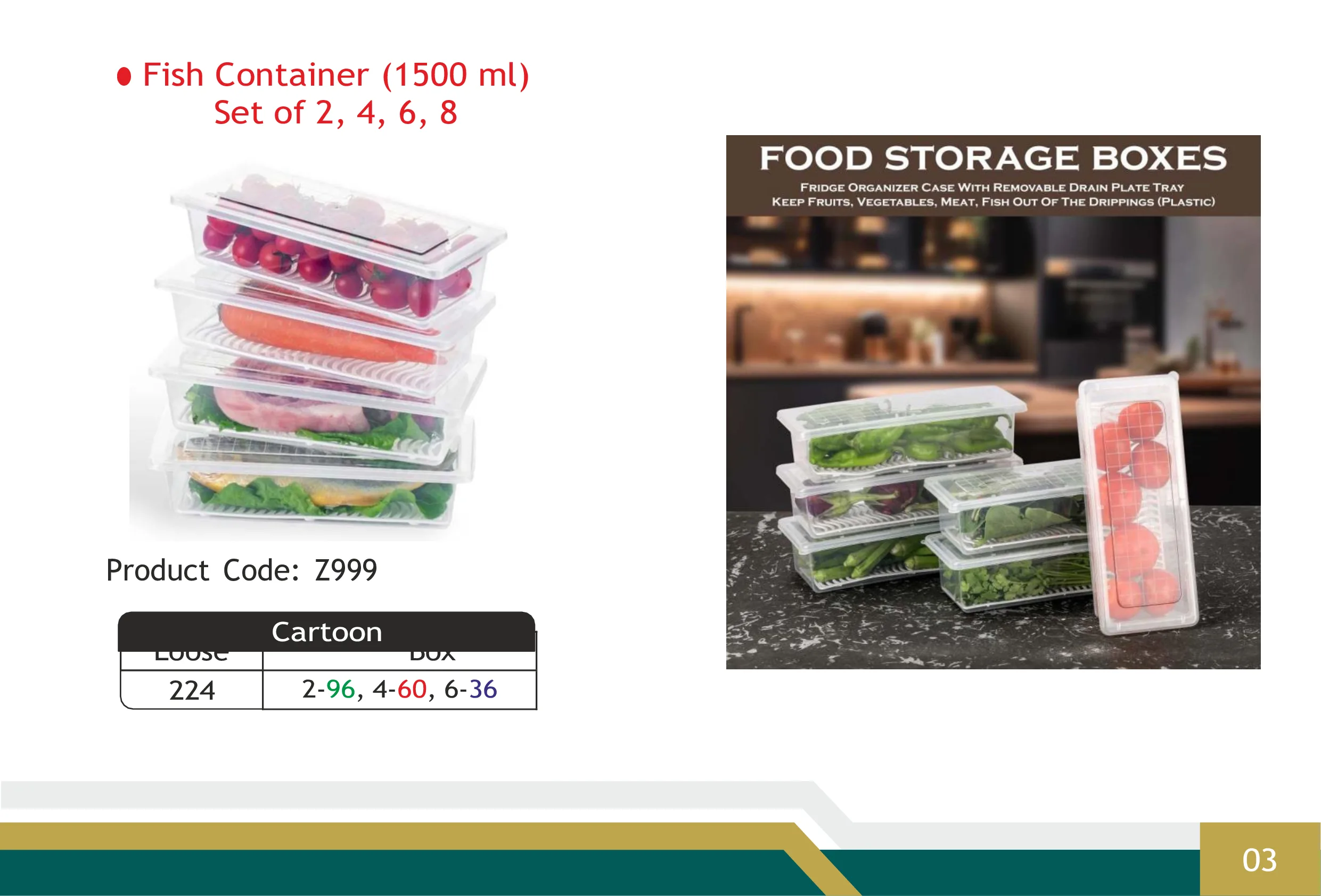 Fish Container (1500ml) Set of 2, 4, 6, 8