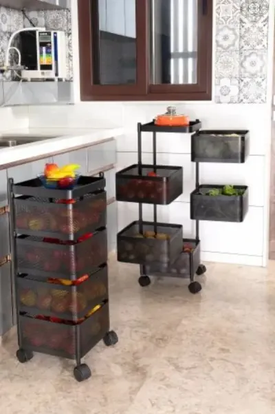 5-Shelf Kitchen Trolley Portable Rack Square