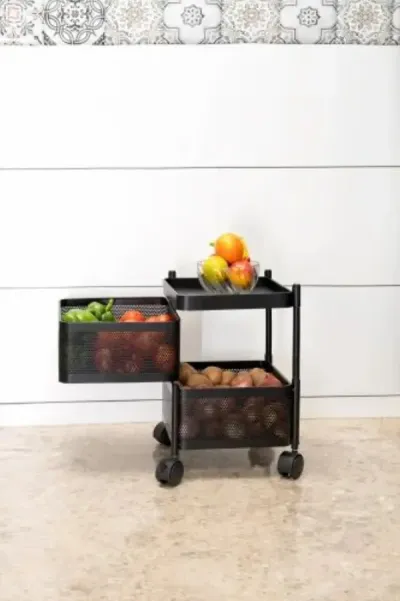 2-Shelf Rotating Trolley Portable Rack
